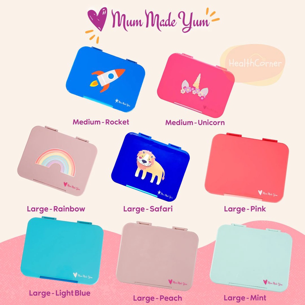 MUM MADE YUM Bento Lunchbox (Medium / Large 4 &amp; 6 Comp) Lunch Box Kotak Bekal Makan Anak