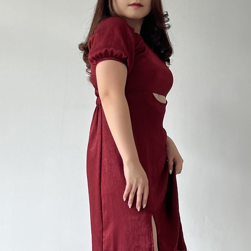 Yuri Dress (dress slit/ dress imlek/ dress sincia/ dress bigsize/ dress sabrina)