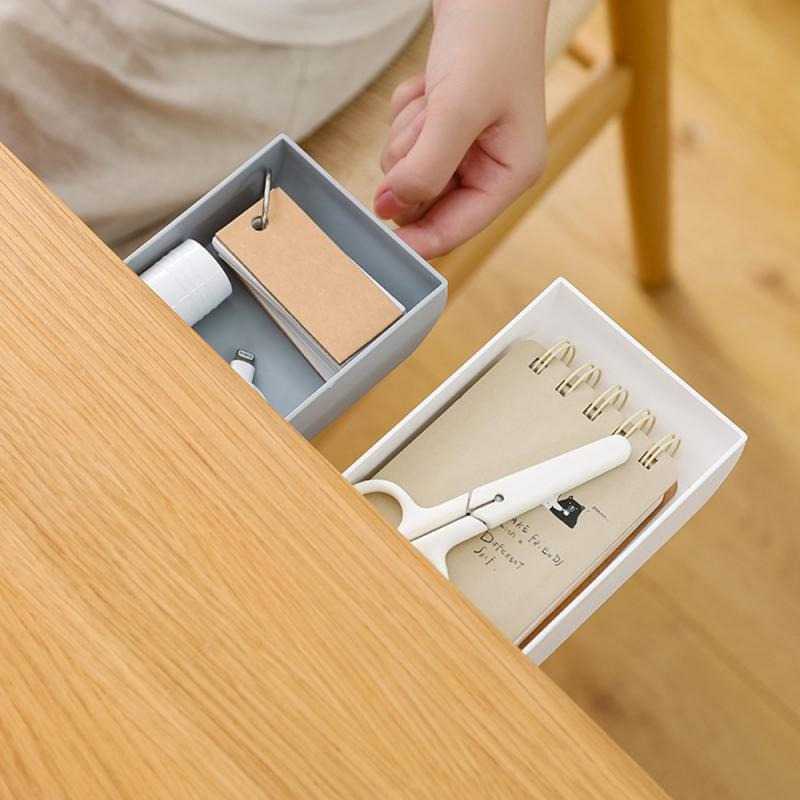 Laci Meja Hidden Storage Box Case Desk Sticky Adhesive - STA05