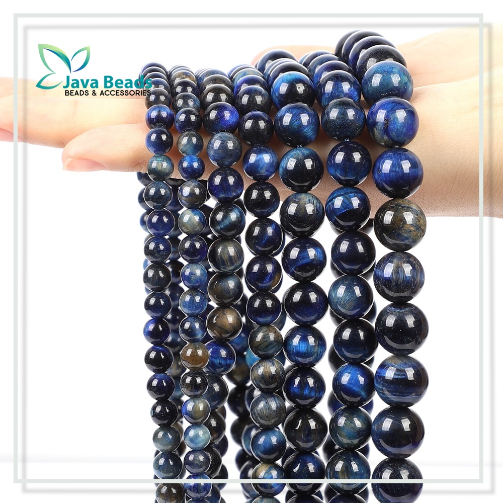 Bahan Craft Gelang Batu Agate Tiger Eye Blue