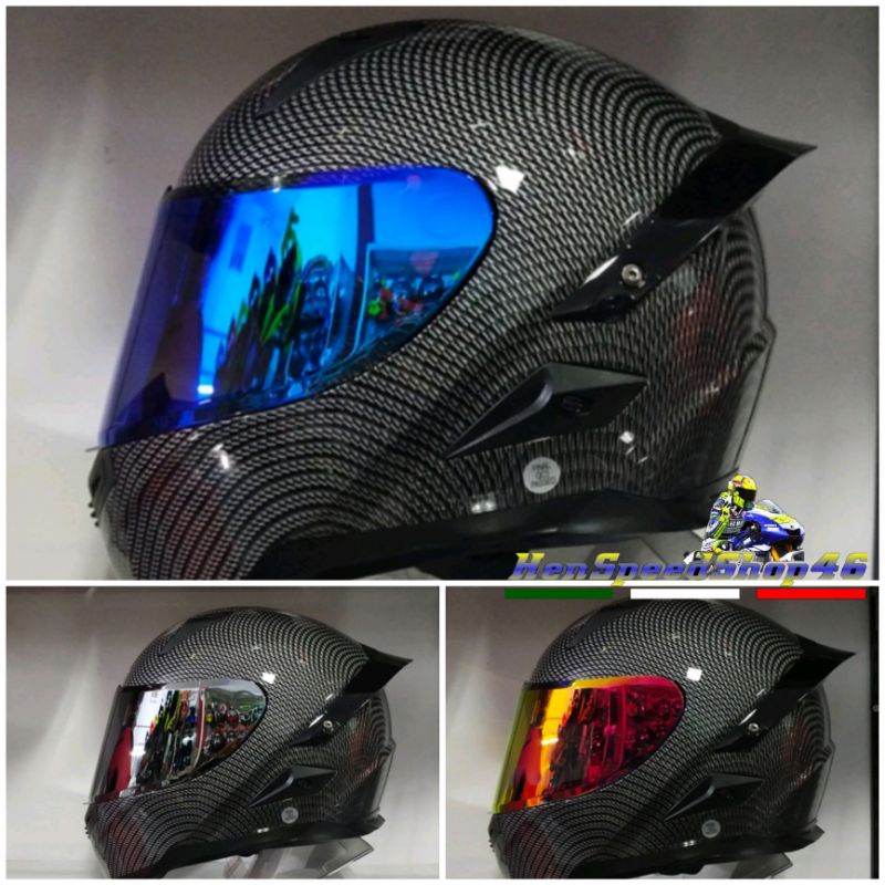 Helm Snail FFS1 Carbon Flat Visor Original - Helm Full Face Snail Carbon FFS1