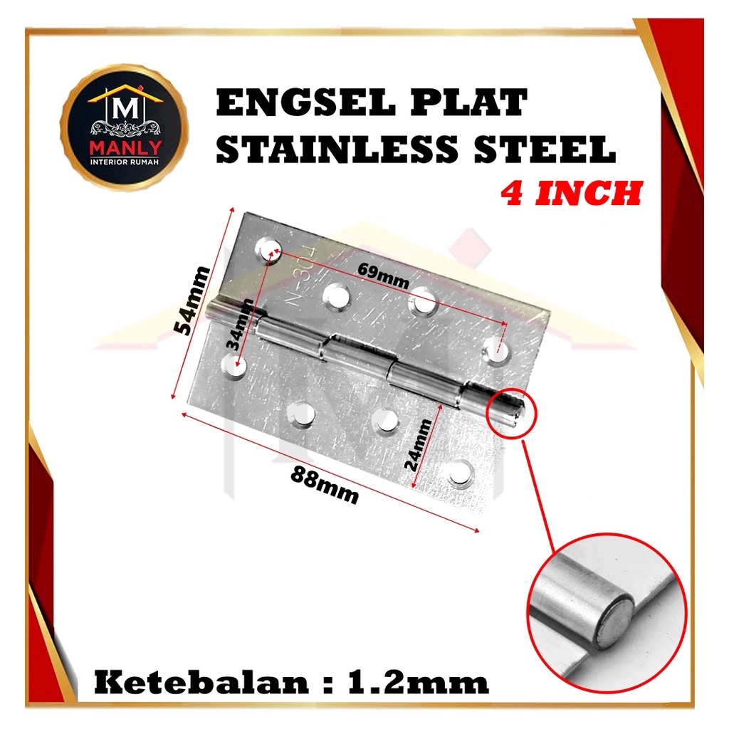 Engsel Pintu Kupu-kupu RRT Engsel Plat Stainless Engsel Pintu Kandang Gerobak Engsel Tipis RRT Stainless Steel