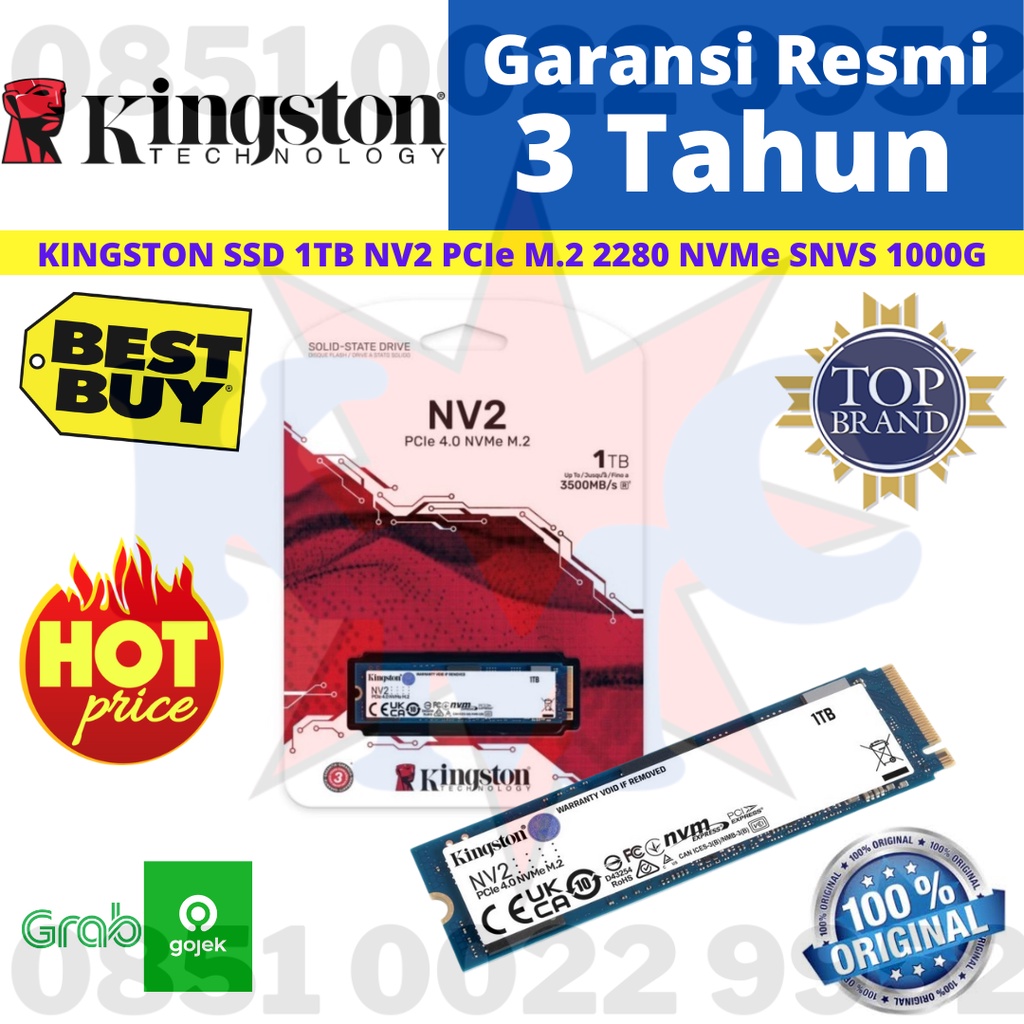KINGSTON SSD 1TB NV2 PCIe M.2 2280 NVMe SNV2S 1000G 1 TB RESMI