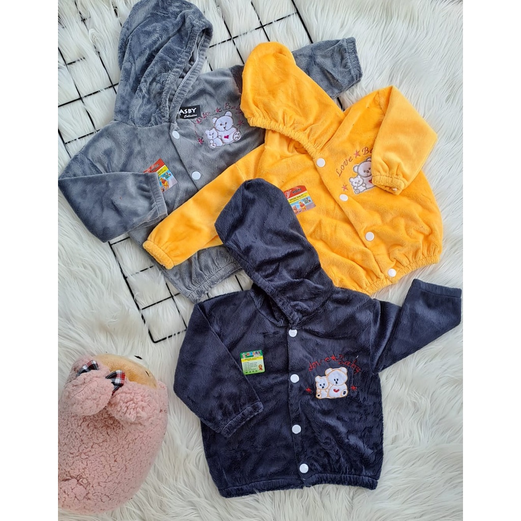 jaket anak bludru hangat, lembut, lucu dan murah3-18 bulan