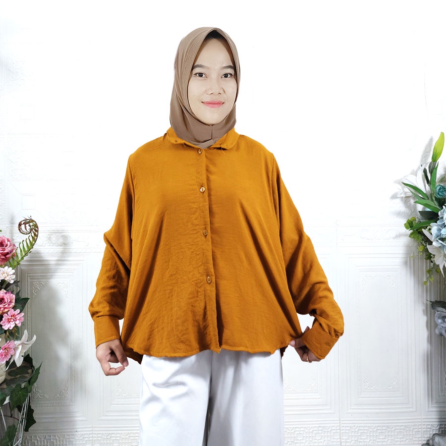 CARLINA KEMEJA WANITA BASIC CRINGKLE AIRFLOW HANIN KEISYA BLOUSE