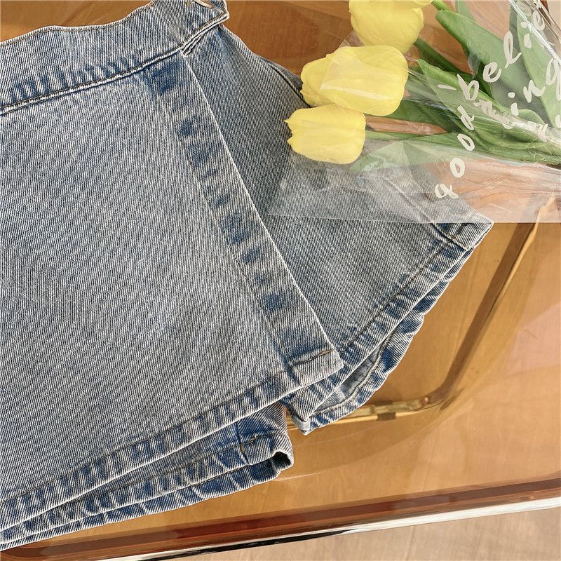 Setelan Anak Perempuan Import Fashion  Motif  Lace Putih Mini Jeans