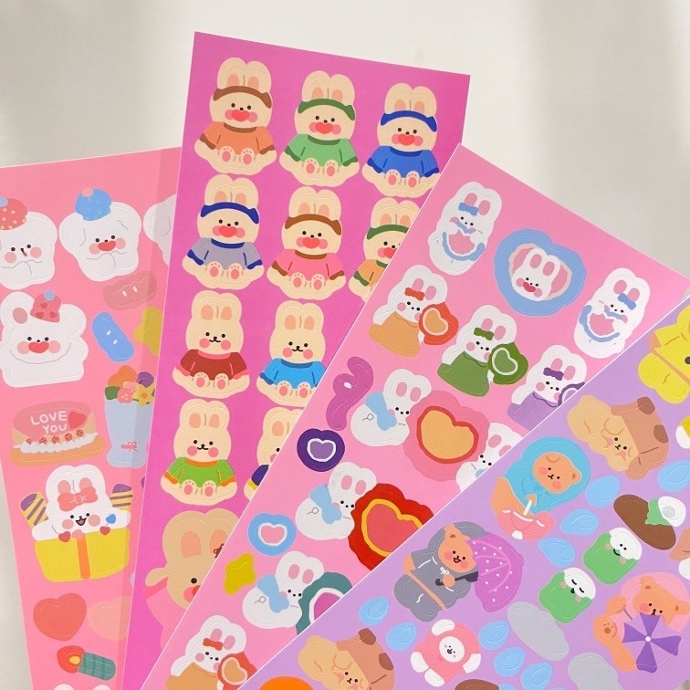 

Sticker Cute Bunny Pink Theme Stiker Lucu Anak Kelinci Imut Deco 08