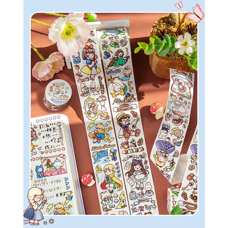 WASHITAPE MASKING TAPE PRINCESS ELSA FROZEN ALICE IN WONDERLAND SERIES SELOTIP KERTAS LUCU KAWAII CUTE TEMA PUTRI KARTUN CERITA DONGENG STICKER DIARY LUCU KAWAII SCRAPING BOOK SCRAPBOOK AESTHETIC JOURNAL JOURNALING BULLETIN JOURNAL @banyak