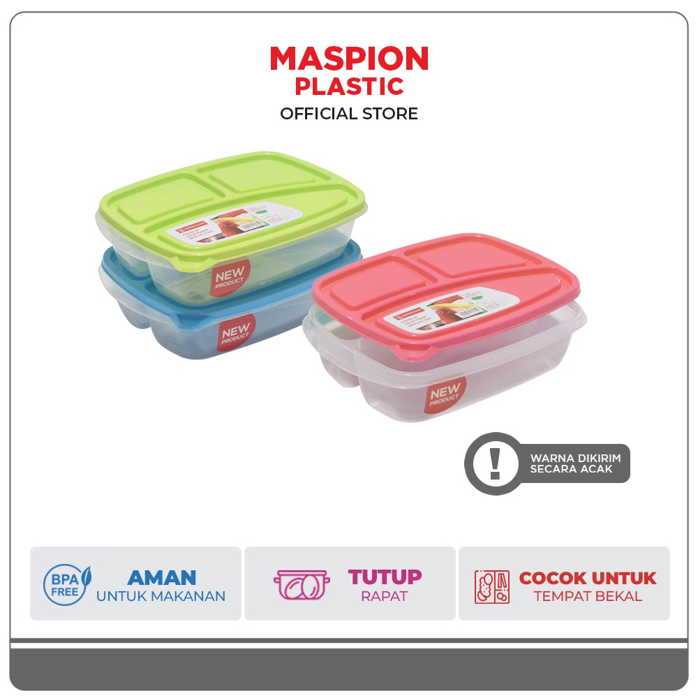 Maspion Kotak Makan Plastik Lunch Box Oval 3 pcs set