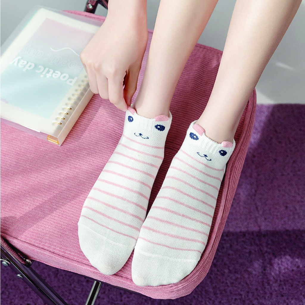 ⭐𝐈𝐇𝐒 𝟐𝟒𝟑 𝐋𝐚𝐦𝐩𝐮𝐧𝐠⭐️Kaos Kaki Wanita Motif Kucing Lucu Fashion Korea Kaos Kaki Pendek Wanita Ankle Socks