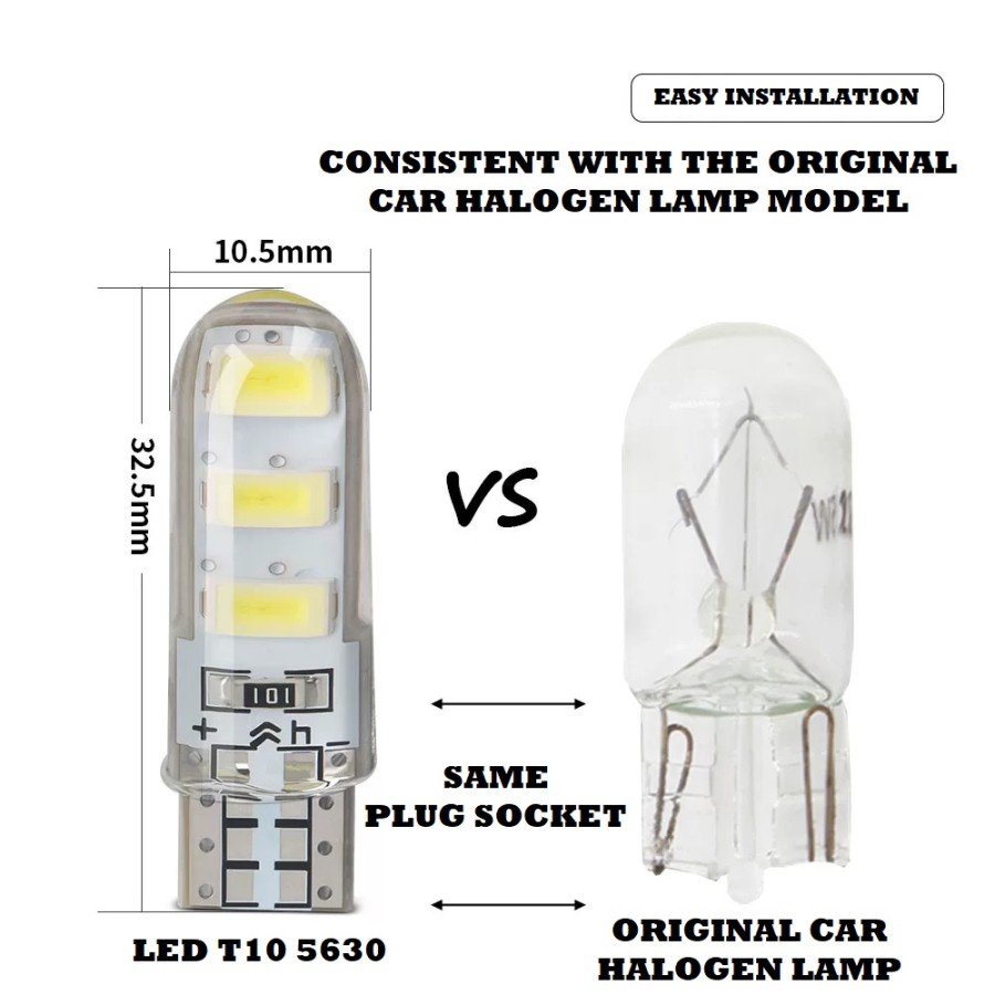 Lampu LED T10 GEL JELLY Sein Senja Mundur Lampu plat Tahan Panas
