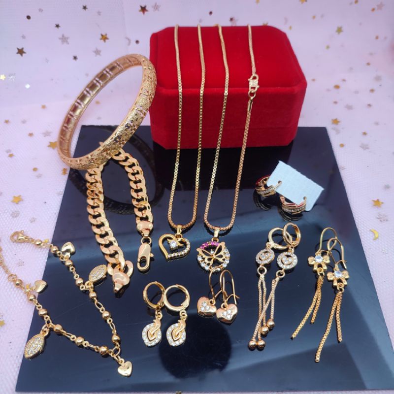 Paket usaha grosir Hemat Set kalung + Anting+ gelang untuk ukuran dewasa