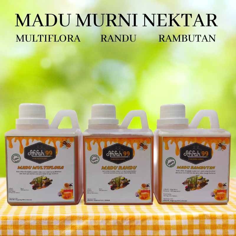 

Madu Afifah 99 Madu Murni Asli 650gr (500 ml) Madu Multiflora - Madu Randu - Madu Rambutan Grade A 100% Alami Pure Natural Raw Honey