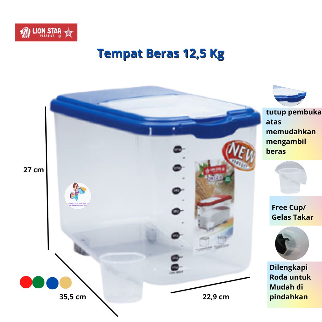 Kotak Beras Tempat Beras Oriza Rice Box 12,5kg RB 17 Lion Star