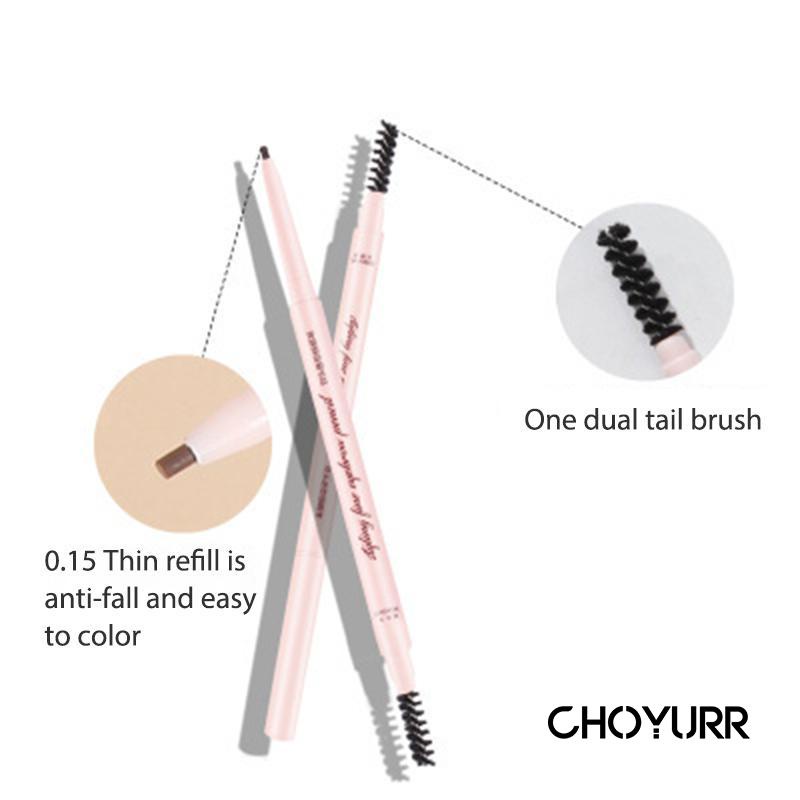 【COD】2 IN 1 Eyebrow Pencil Automatic Pensil Alis Matic Long Lasting 8 jam Waterproof Pigmented Easy Blend Soft Original Import-CH