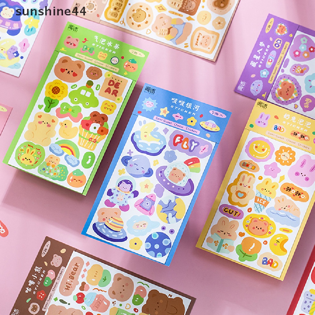 Sunshine 2PCS/Box Stiker Kartun Dekorasi Scrapbooking Alat Tulis Perlengkapan Sekolah.