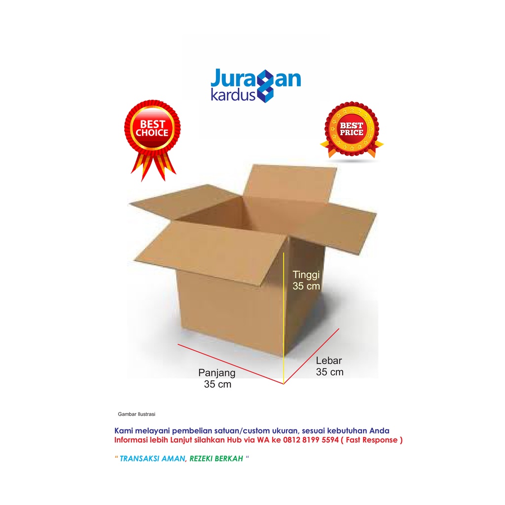 Kardus Polos 35x35x35 cm ( Double Wall )