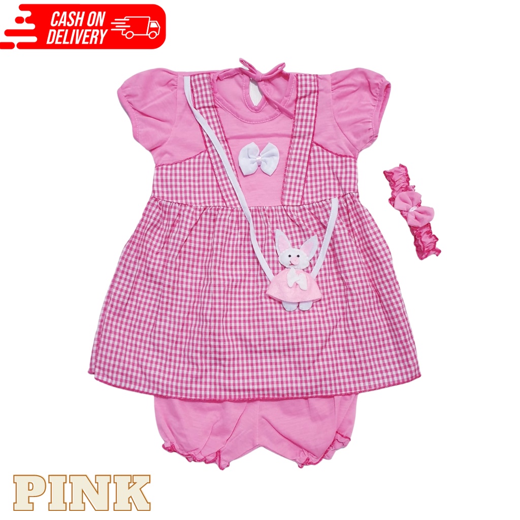 COD Dress Anak Perempuan Satu Set Bando Baju Baby Gracia