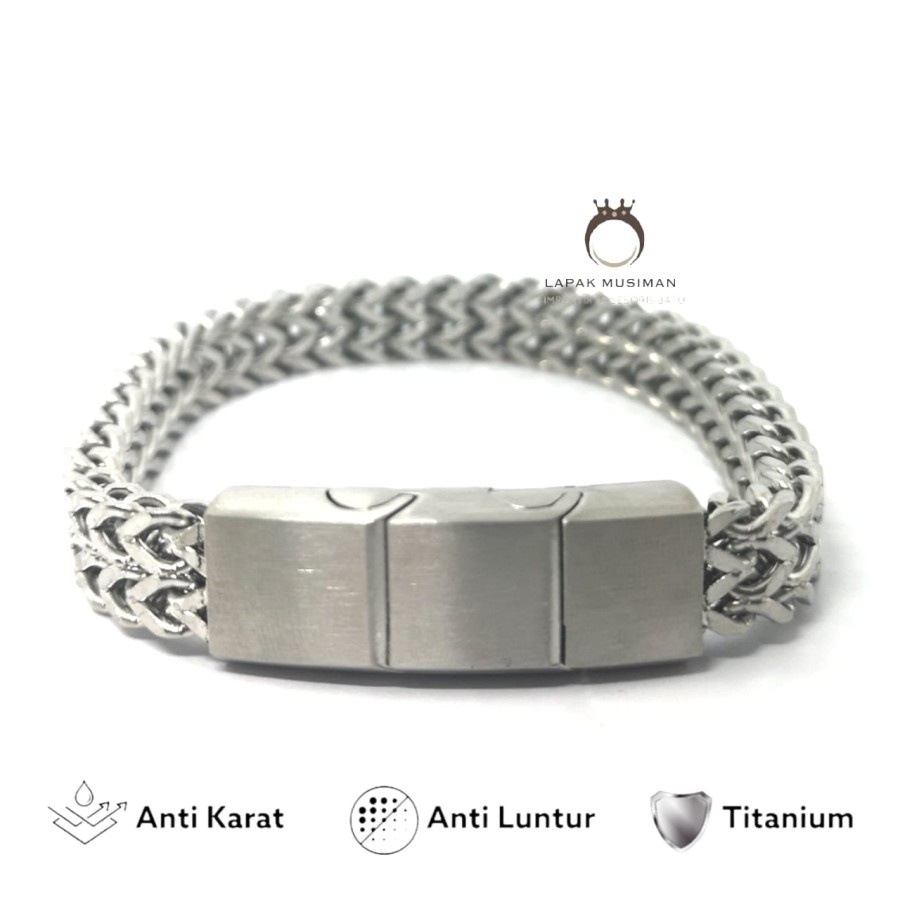 [Bayar Di Tempat] Gelang Pria Rantai Titanium Gold Emas Asli Original Super Ekslusif