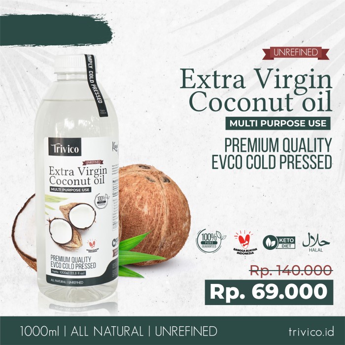 

TRIVICO VCO Virgin Coconut OIL 1 LITER MINYAK KELAPA MURNI COCONUT OIL