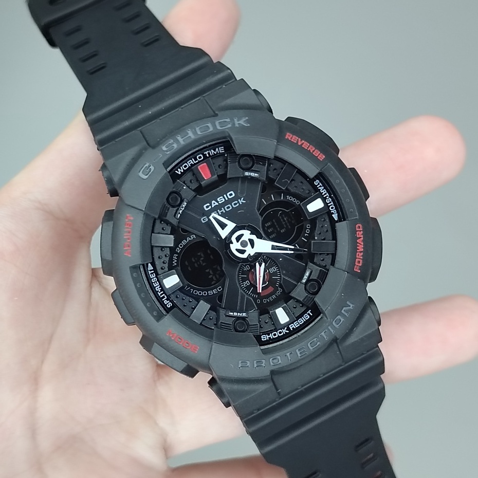 Jam Tangan Pria G-Shock Analog Digital GA-120-1ADR Japan Quartz Movement Dual Time Display 200M Water Resistant