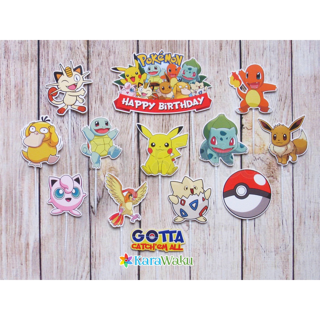 

Pokemon Birthday Cake Topper - Hiasan Dekorasi Kue Ultah Pikachu - Tusukan Cupcake Puding Ulang Tahun Karakter Charmander Bulbasaur Evee