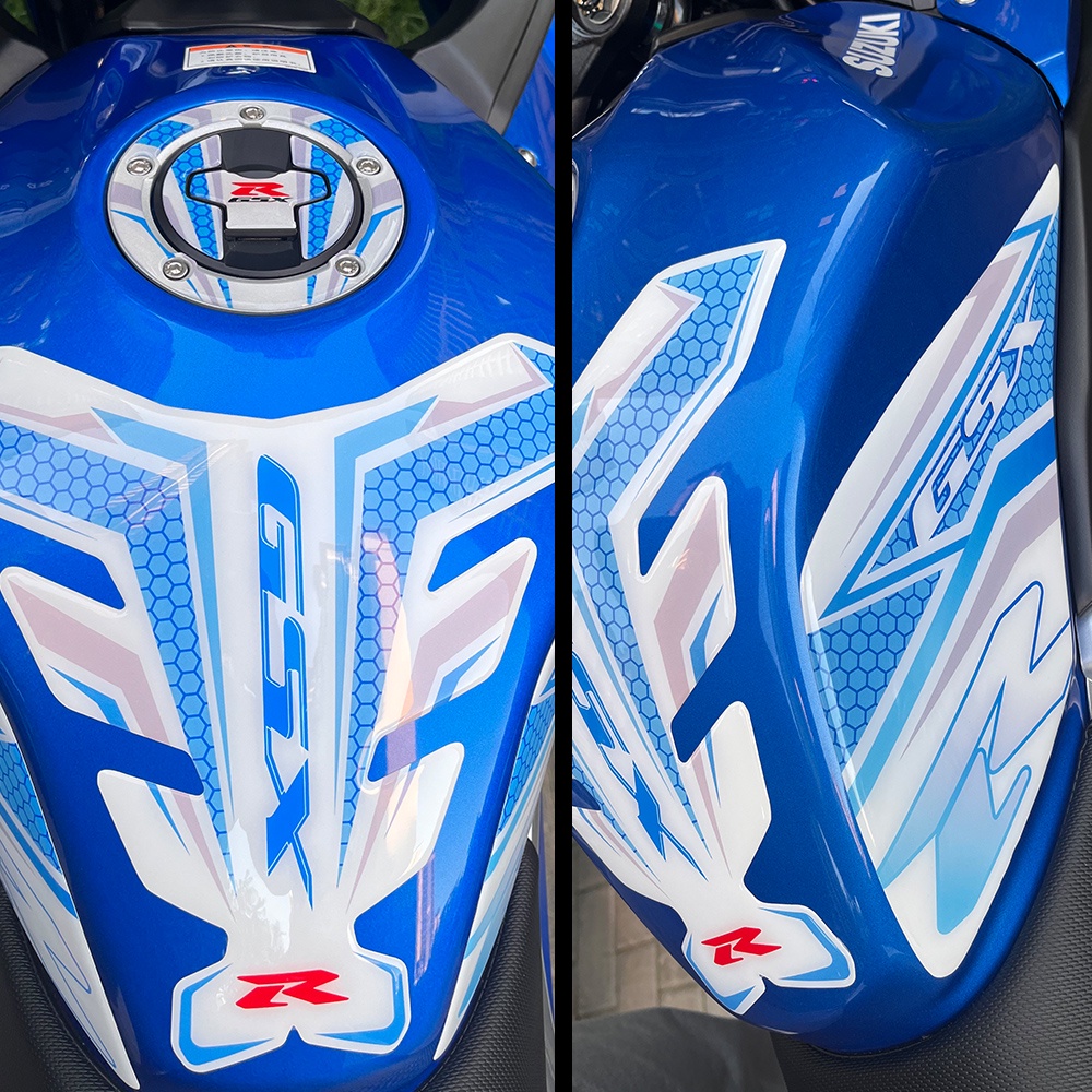 Suzuki GSX Stiker Set Tangki Bahan Bakar Sepeda Motor Stiker Perlindungan Serat Karbon Penutup Tangki Minyak Aksesori Perlindungan Tangki Anti Selip Anti Gores Untuk GSX R150 150R 1000 S150 R750 R1000