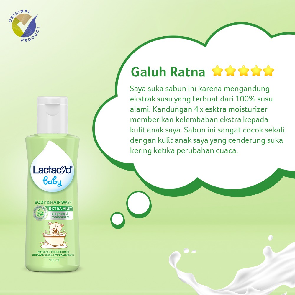 Lactacyd Baby Hair&amp;Body Extra Milky  - Sabun untuk Menjaga Kelembaban