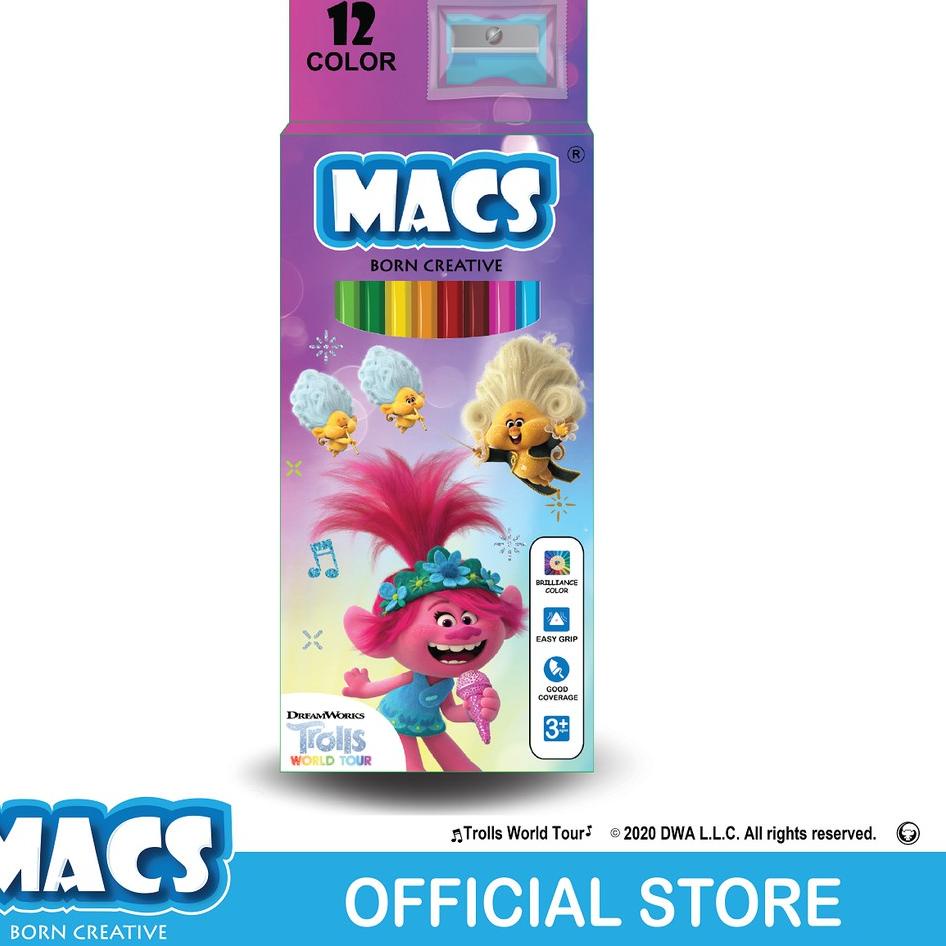 

Best MACS Pensil Warna film Trolls World Tour the movie 12 color pencils