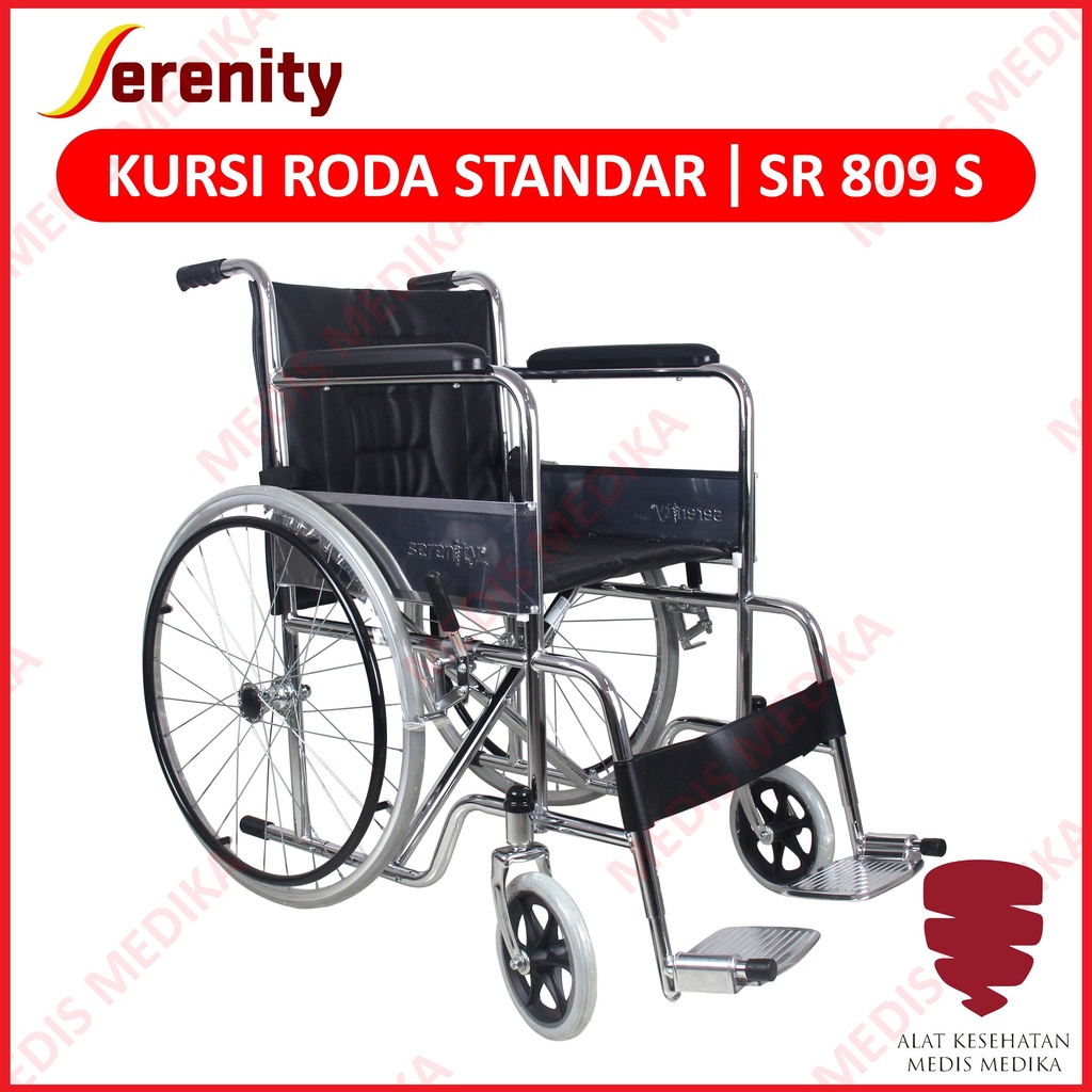 Kursi Roda Standard Serenity SR809S Wheel Chair Rumah Sakit Velg Jari Steel Wheelchair Standar SR 809 S