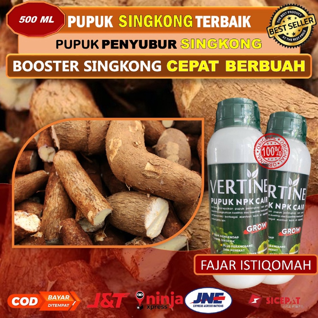 VERTINE GROW PUPUK NPK CAIR 500 ML - pupuk penyubur UMBI dan daun, pupuk booster SINGKONG, pupuk pel