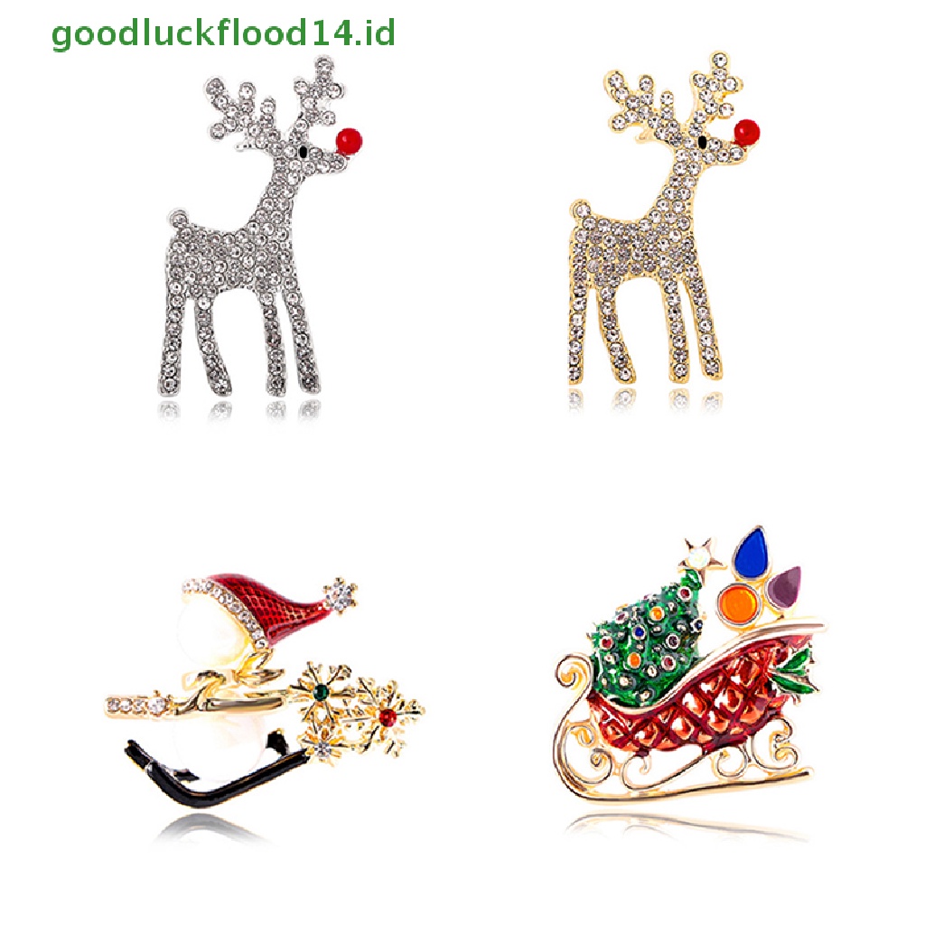 [GOOGFOUR] Indah Natal Bros Snowman Santa Claus Pin Fashion Perhiasan Hadiah Natal Dekorasi Bros [TOP]