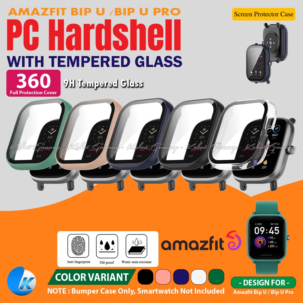 PC Hard Case For AMAZFIT BIP U BIP U PRO Case Cover With Tempered Glas