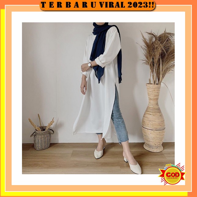 [ Bisa Cod ] Midi Ceruty Babydoll Motif Frieandly Busui Mix Kerah Korea,Tunik Ceruty Mix Kerah Korea