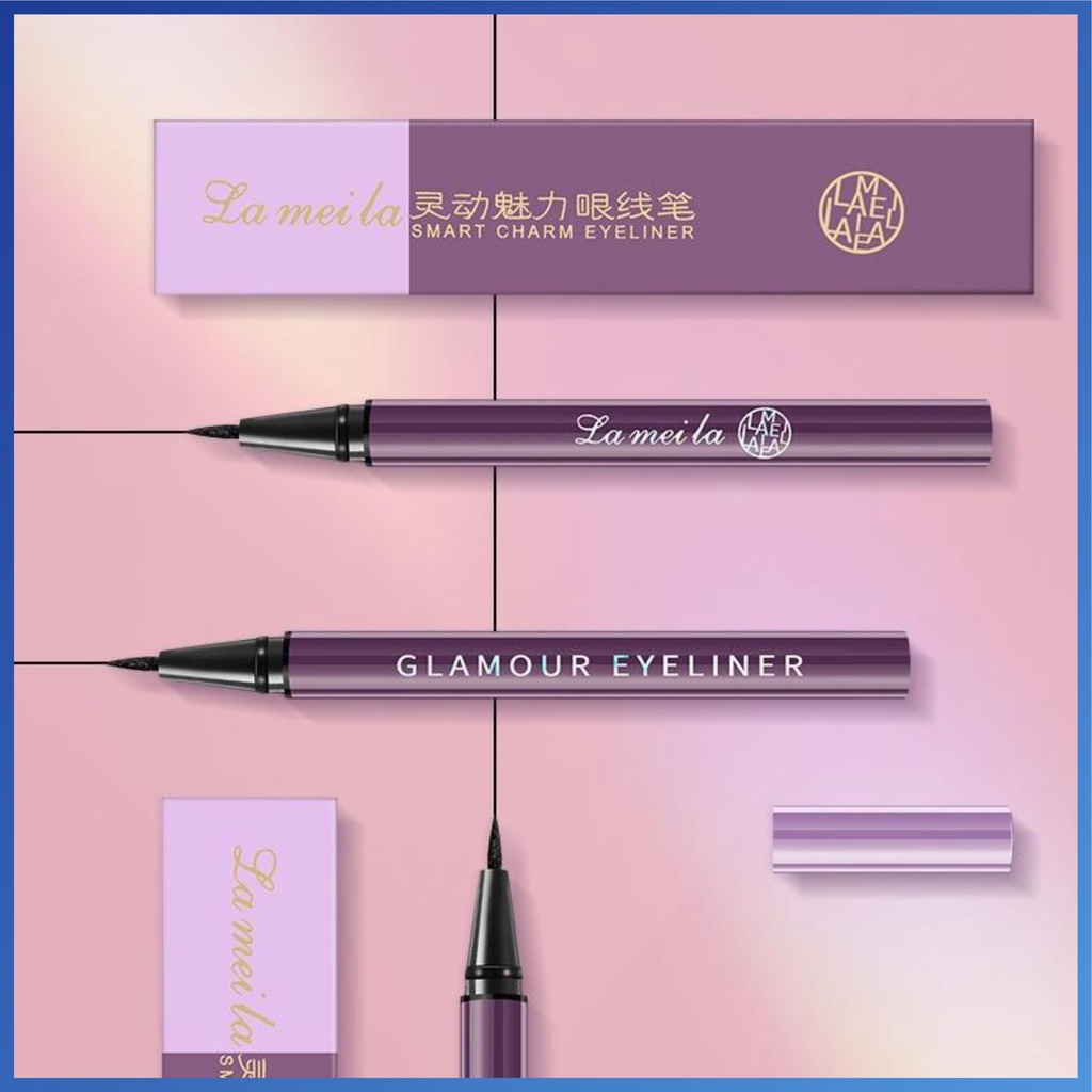 LAMEILA Glamour Eyeliner Ungu Purple Long Lasting Waterproof Eye liner Warna Hitam L43