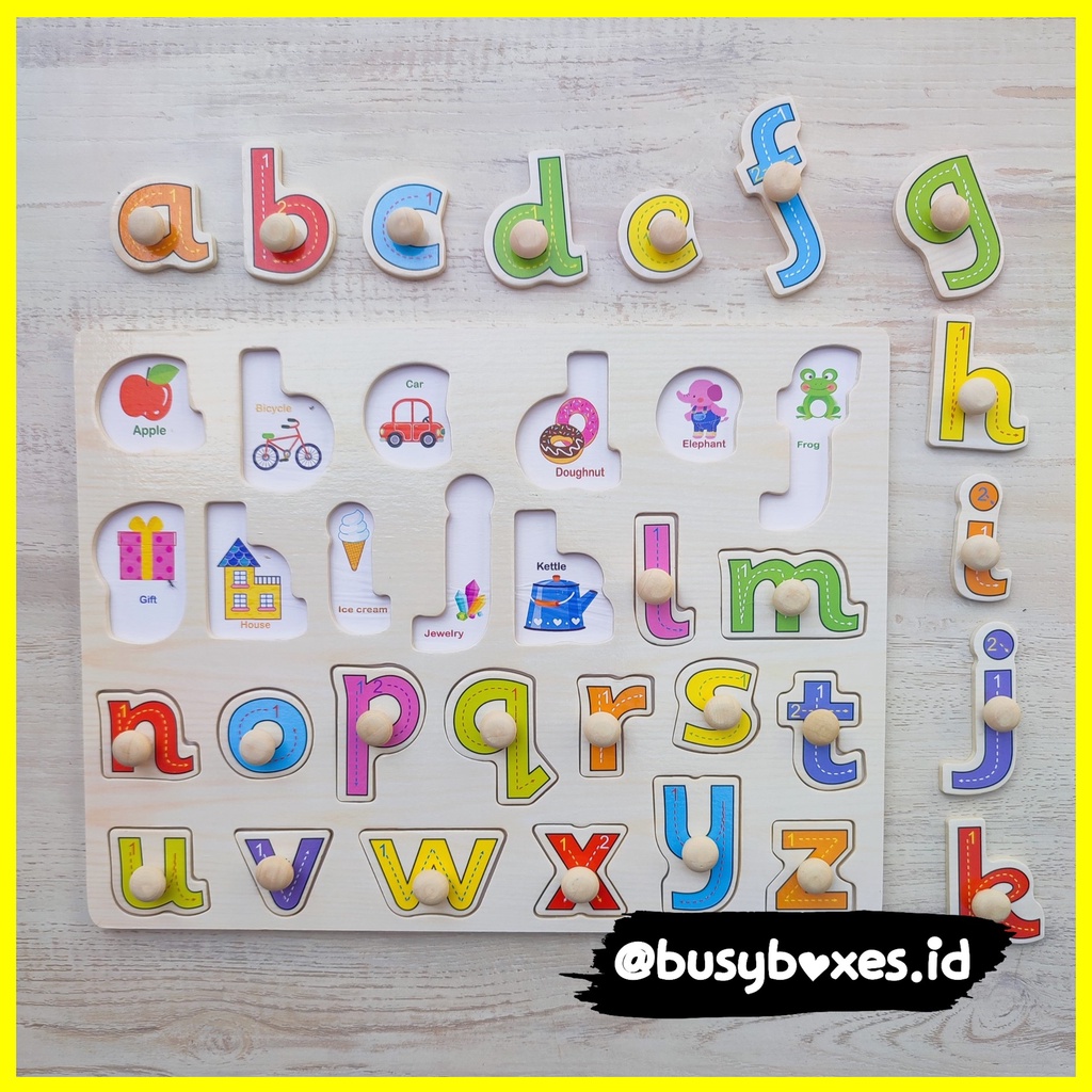 [busyboxes.id] Mainan Edukasi anak 2 tahun Puzzle huruf kecilr Kayu Wooden Toys Puzzle huruf puzzle kayu