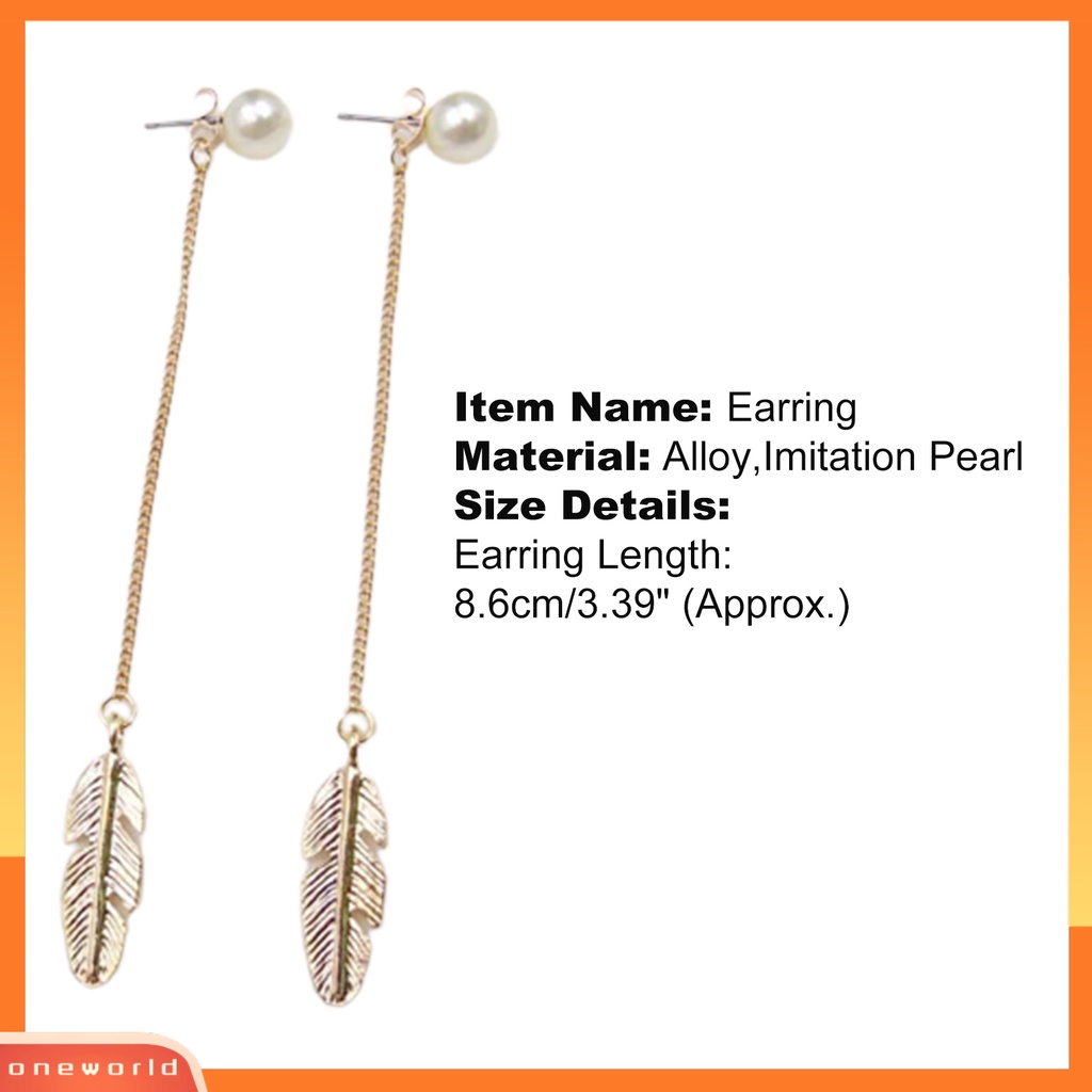 {oneworld} Anting Drop Desain Daun Indah Kreatif Earing Menjuntai Untuk Anak Perempuan