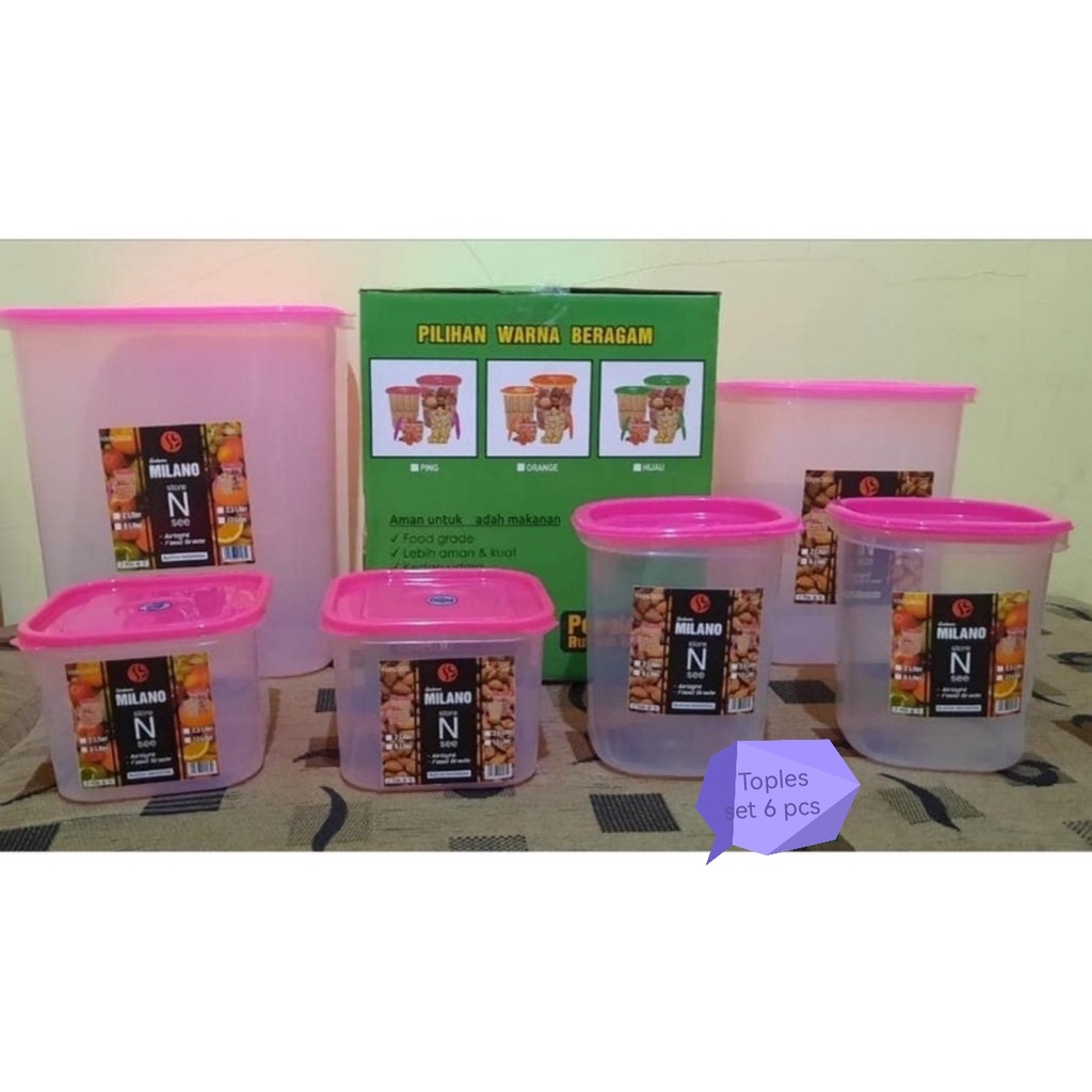 Toples plastik set milano isi 6 pcs / toples plastik