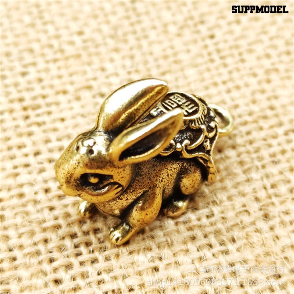 [SM] Pesona Kunci Vintage Realistis Kuningan Zodiak Hewan Kelinci Miniatur Gantungan Kunci Liontin Untuk Mobil