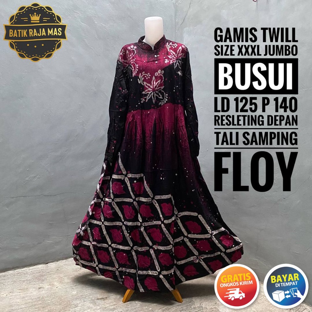 Baju Muslim Wanita Jumbo Gamis Syari Raya Lebaran Terbaru Twill Ori Pekalongan Busui Resleting Depan