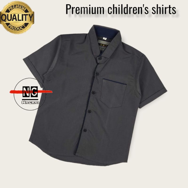 NAGHAI-Kemeja Pendek Anak Laki-Laki Kemeja Pendek Polos Anak Umur 1-10Tahun Kemeja Pendek Anak Bahan Cutton Warna Polos