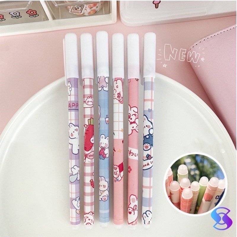 VIRAL!!! 1 SET 12 PCS PULPEN BISA DIHAPUS KARAKTER LUCU / PULPEN HAPUS MOTIF LUCU / ERASABLE PEN KAWAII LG Promo Mitra