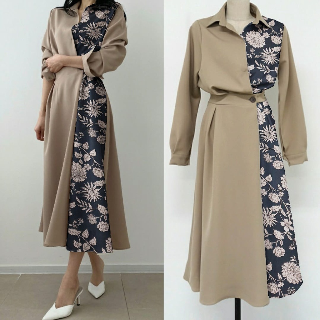 [HNFK] Dress Nakila / Dress Korean Style / Pakaian Wanita Dress / Longdress Casual / Dress Wanita / Dress Modern