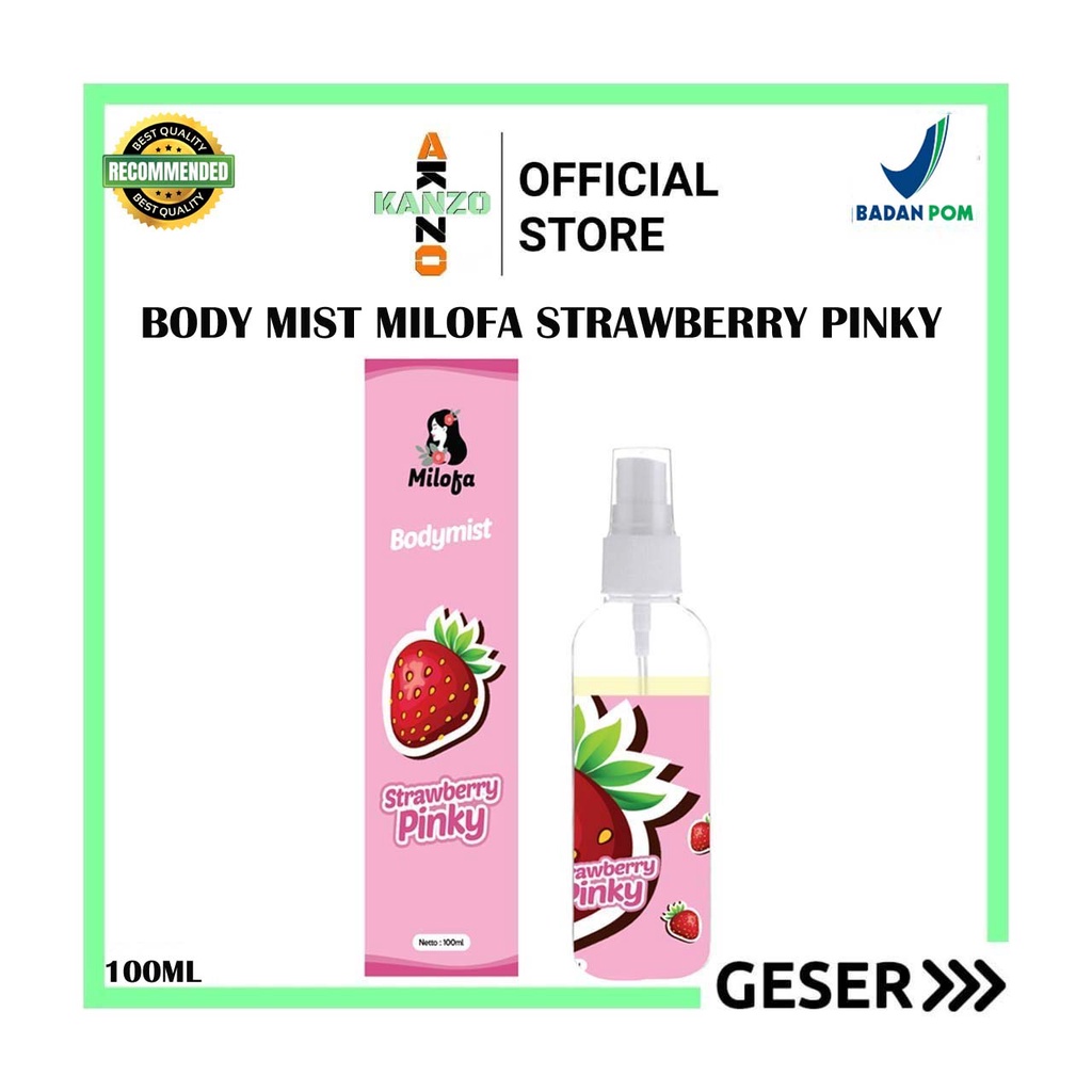 Kanzo - [BPOM] Parfum Body Mist Milofa Strawberry Pinky 100ml Premium / Body Mist Strawberry Pinky 100ml / Parfum Strawberry 100ml Unisex