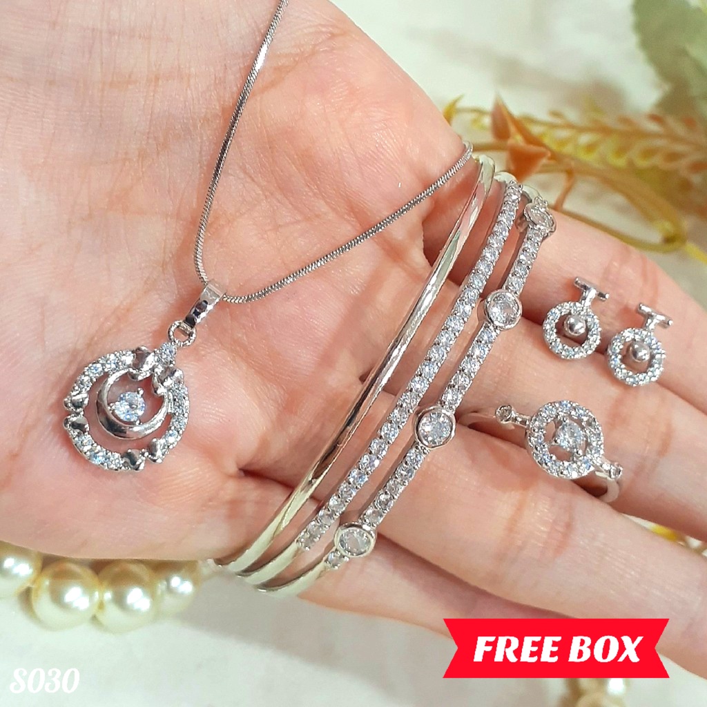 PGX Set Perhiasan Xuping Cincin Gelang Kalung Anting Lapis Emas - S030