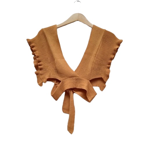 Vest knit korea croptop/ruffle rompi rajut wanita outer korean style
