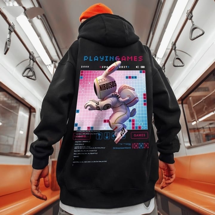 Sweater Hoodie PLAYINGAMES Jumper Pria Wanita Bahan Fleece Tebal Ukuran S M L XL XXL XXXL