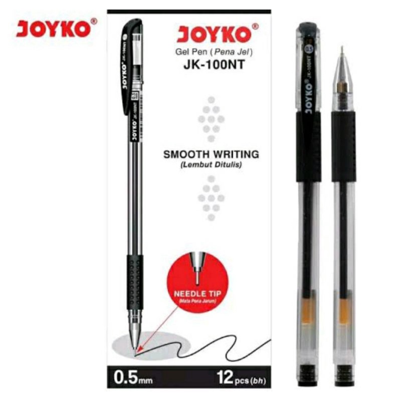 

Pulpen gel JOYKO JK-100 JARUM pen HITAM/isi 12pcs