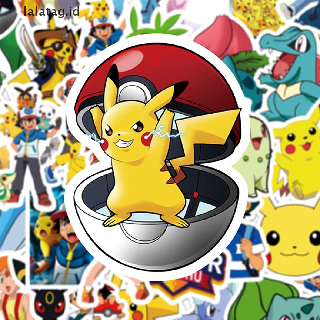 [lalatag] 50pcs Stiker Doodle Pokemon Lucu Kartun Tahan Air Stiker Koper Laptop [ID]