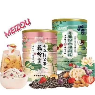 

MEIZOU Japanese Chia Seeds Cereal halal Mix Diet Cereal Instant Breakfast Nutritional Diet Nut Fruit Oatmeal 500g